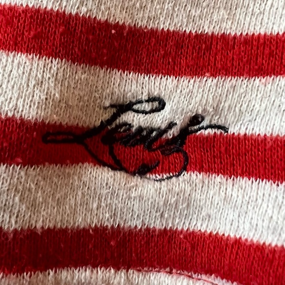 Levi’s Sweatshirt in Red & Natural Stripe, short but not cropped - Picture 2 of 5